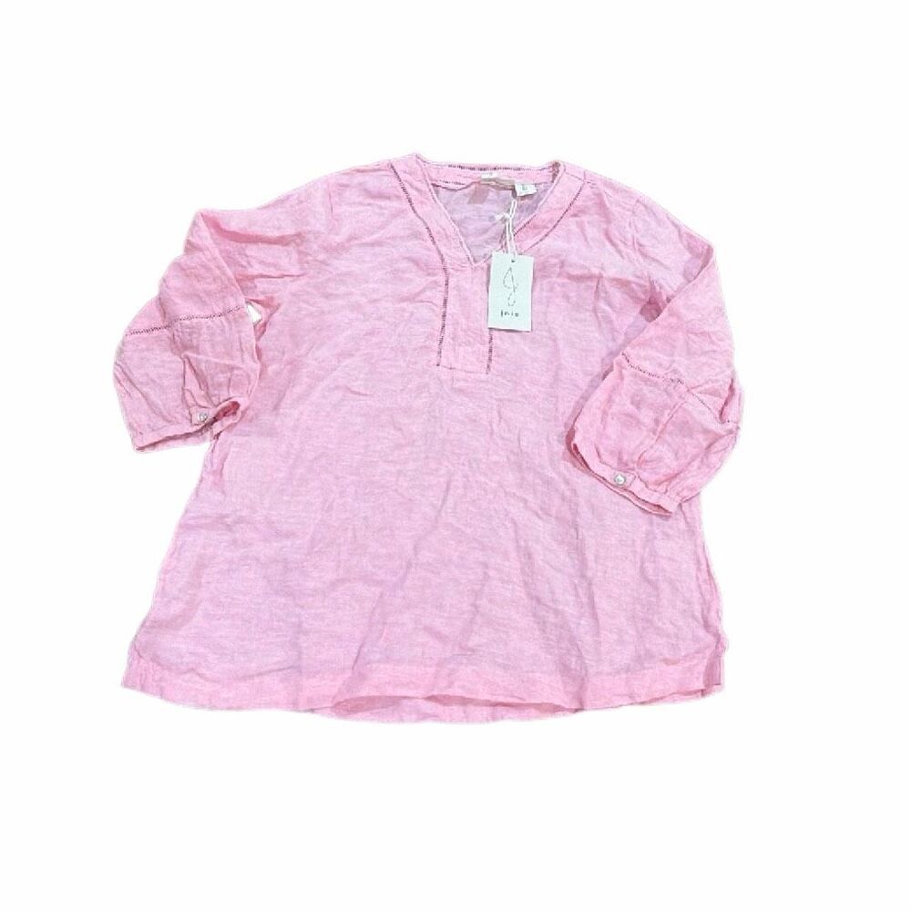 Joie pink linen top blouse 3/4 sleeves L 100% linen